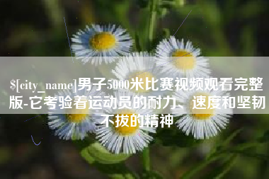 玉环男子5000米比赛视频观看完整版-它考验着运动员的耐力、速度和坚韧不拔的精神